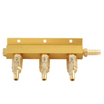 3-Way Gas Manifold - 3/8 Inch Inlet with 3 Shutoffs for CO2 and Mixed Gas