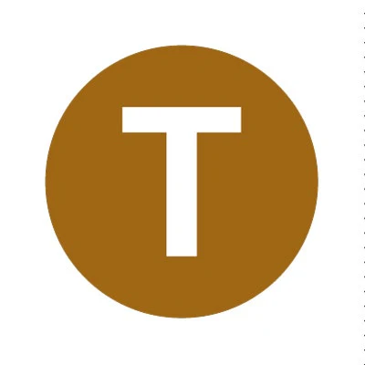 Bargun Button Cap Round, T, Brown Cap White Letter