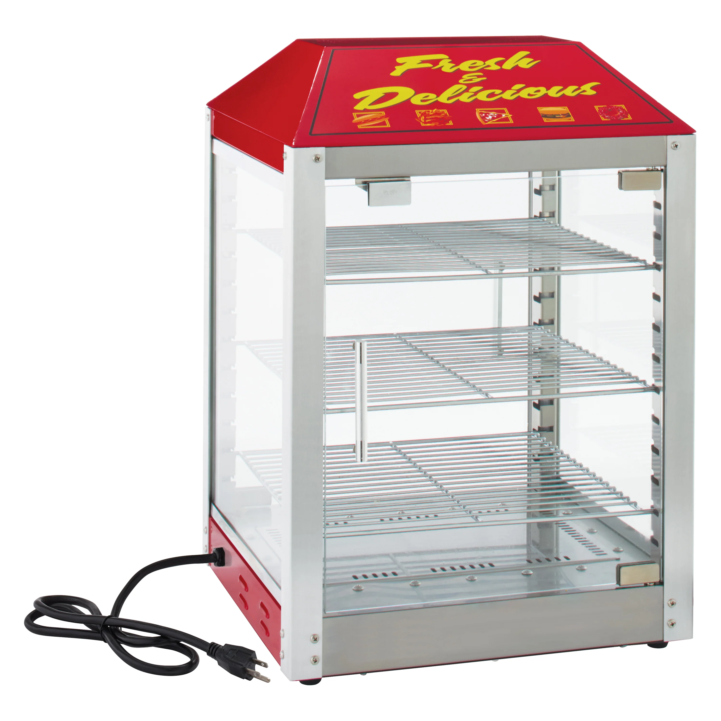 Pass-Thru Pizza Warmer 2-Door - Winco 51040 16 Inch Countertop Hot Food Display