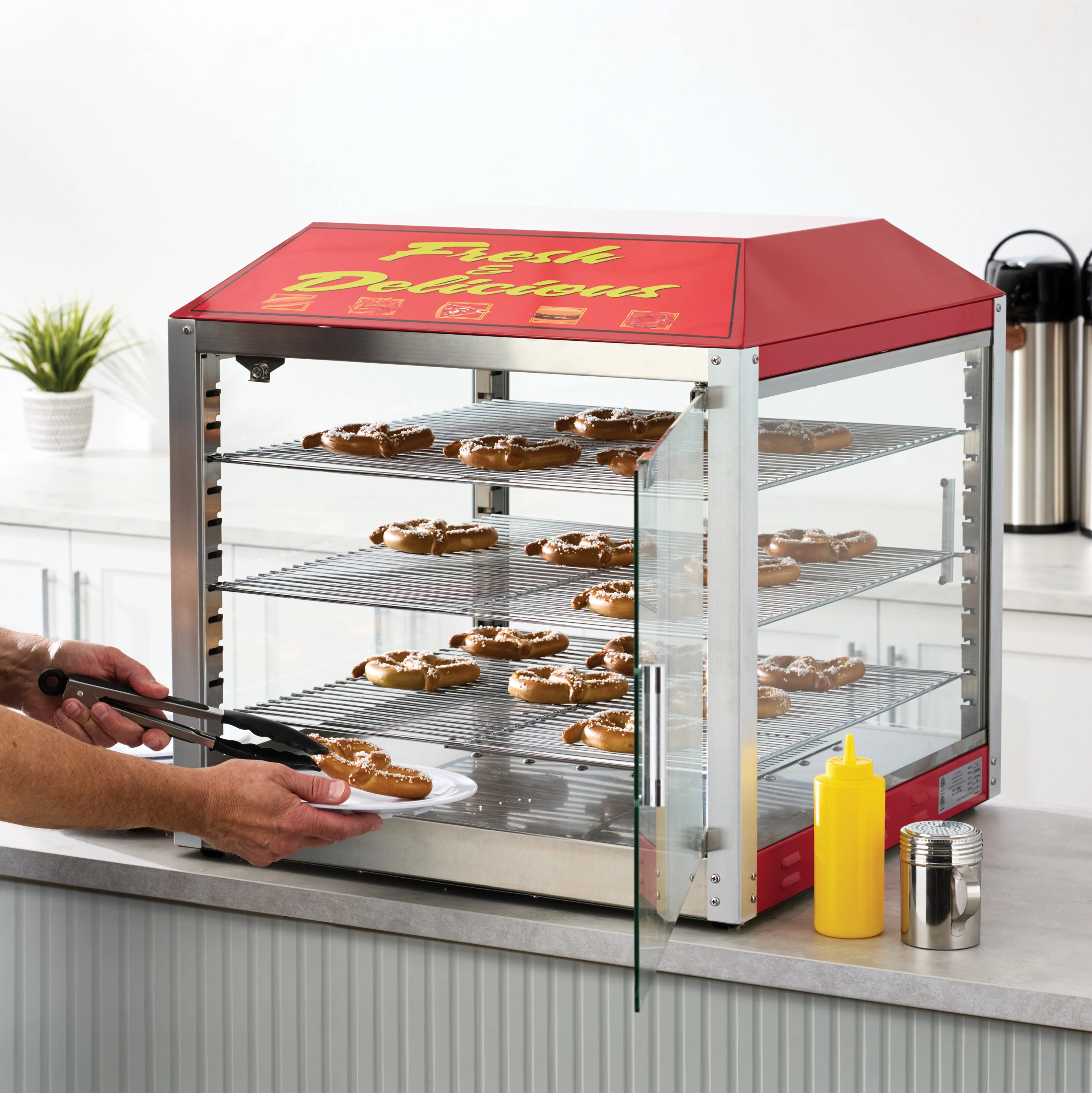 Winco 51048 23 Inch Hot Food Display Case Pass-thru with Adjustable Racks - Image 5