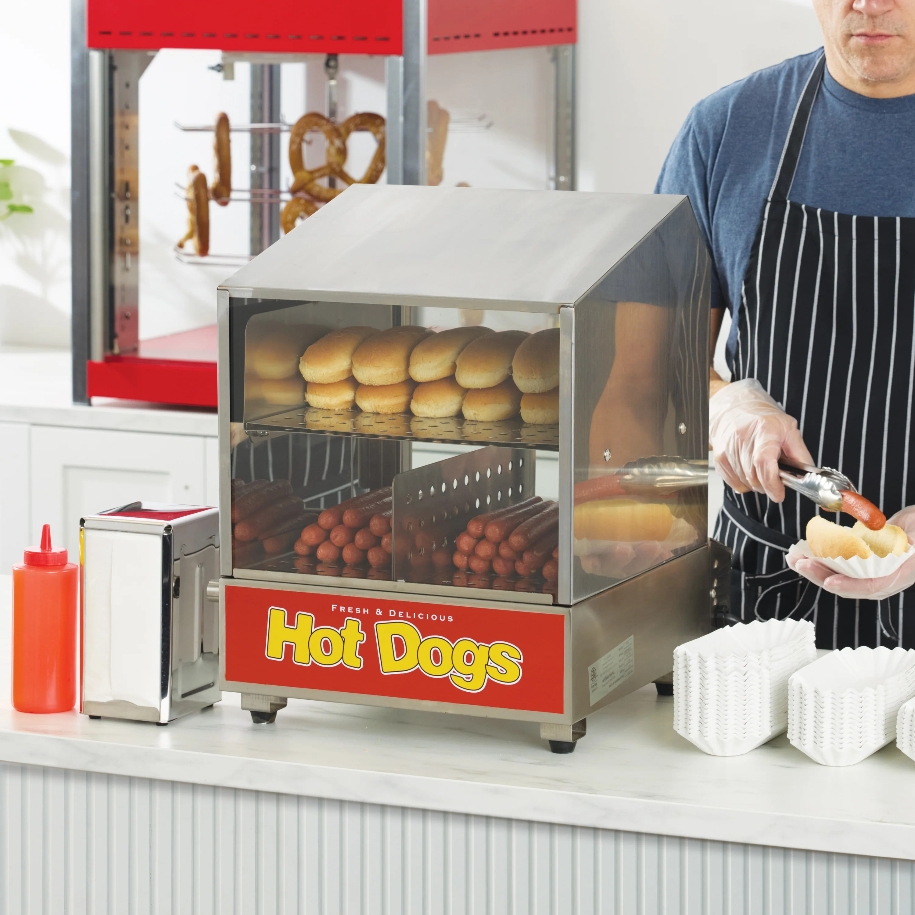 Hot Dog Steamer 13-15 Inch - Winco 60048 Stainless Steel with Adjustable Thermostat - Image 2