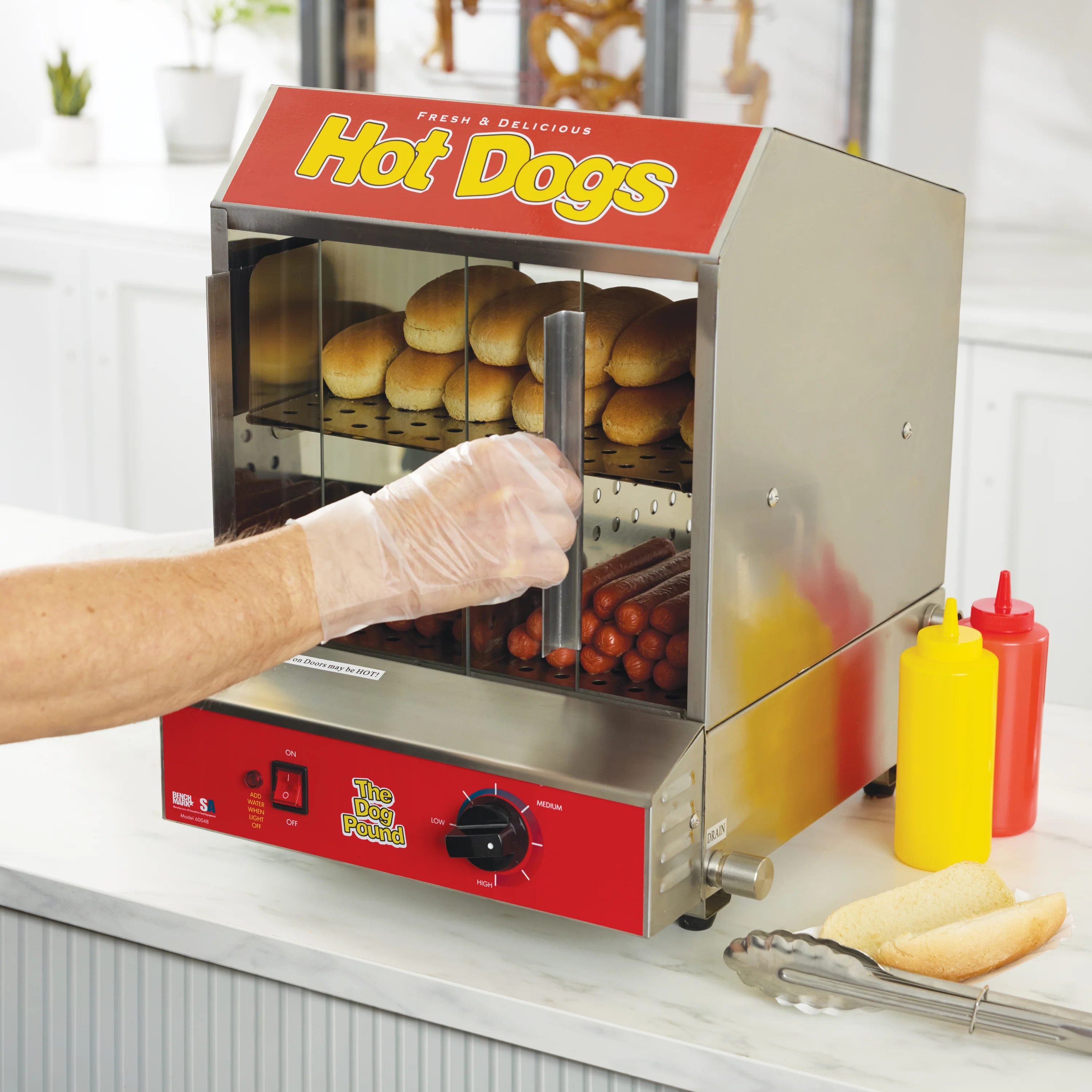 Hot Dog Steamer 13-15 Inch - Winco 60048 Stainless Steel with Adjustable Thermostat - Image 5