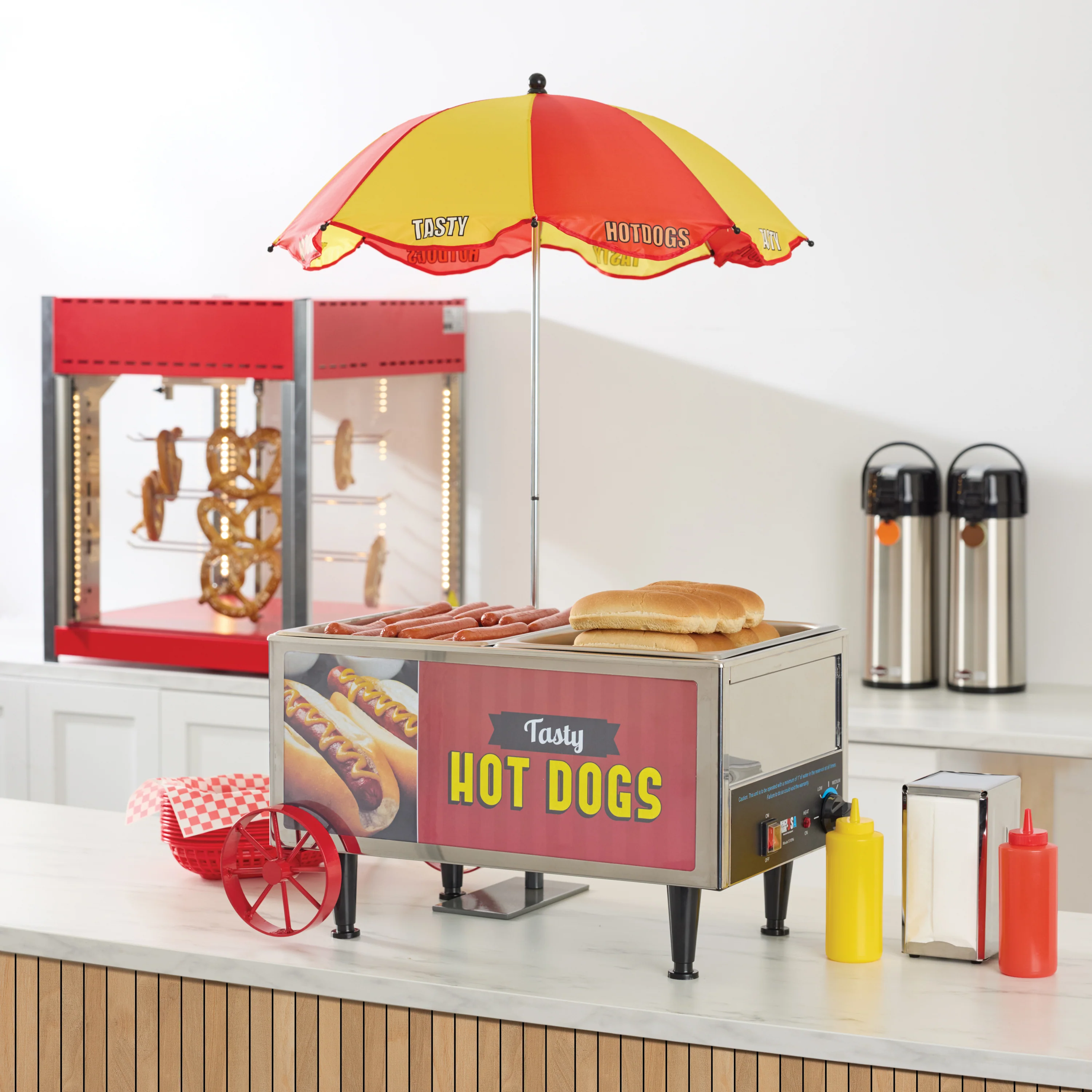 Winco 60072 21 Inch Electric Hot Dog Mini Cart with Adjustable Thermostat - Image 5