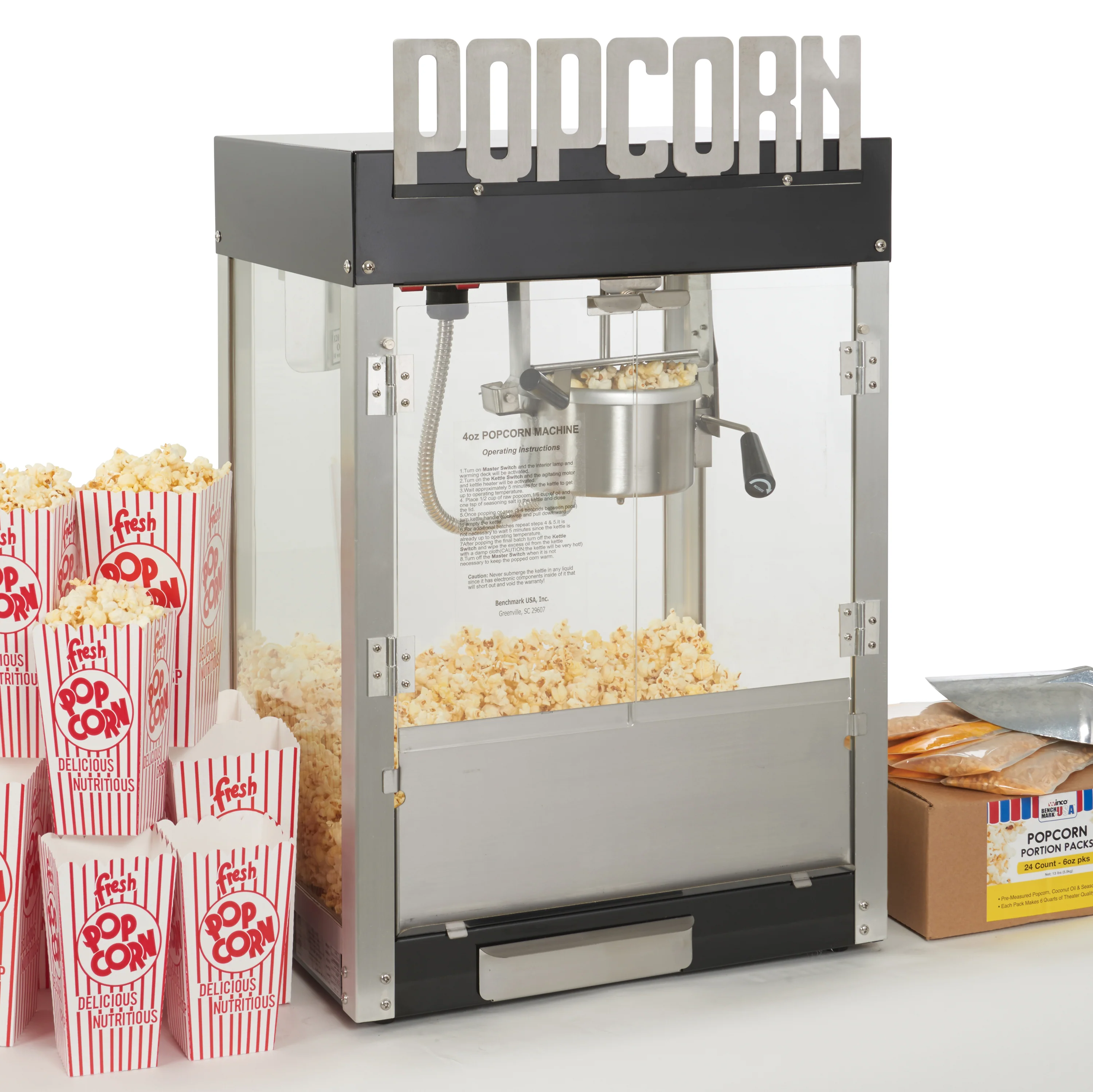 Winco 11065 20 Inch Countertop Electric Popcorn Popper 6 oz Kettle Capacity - Image 5