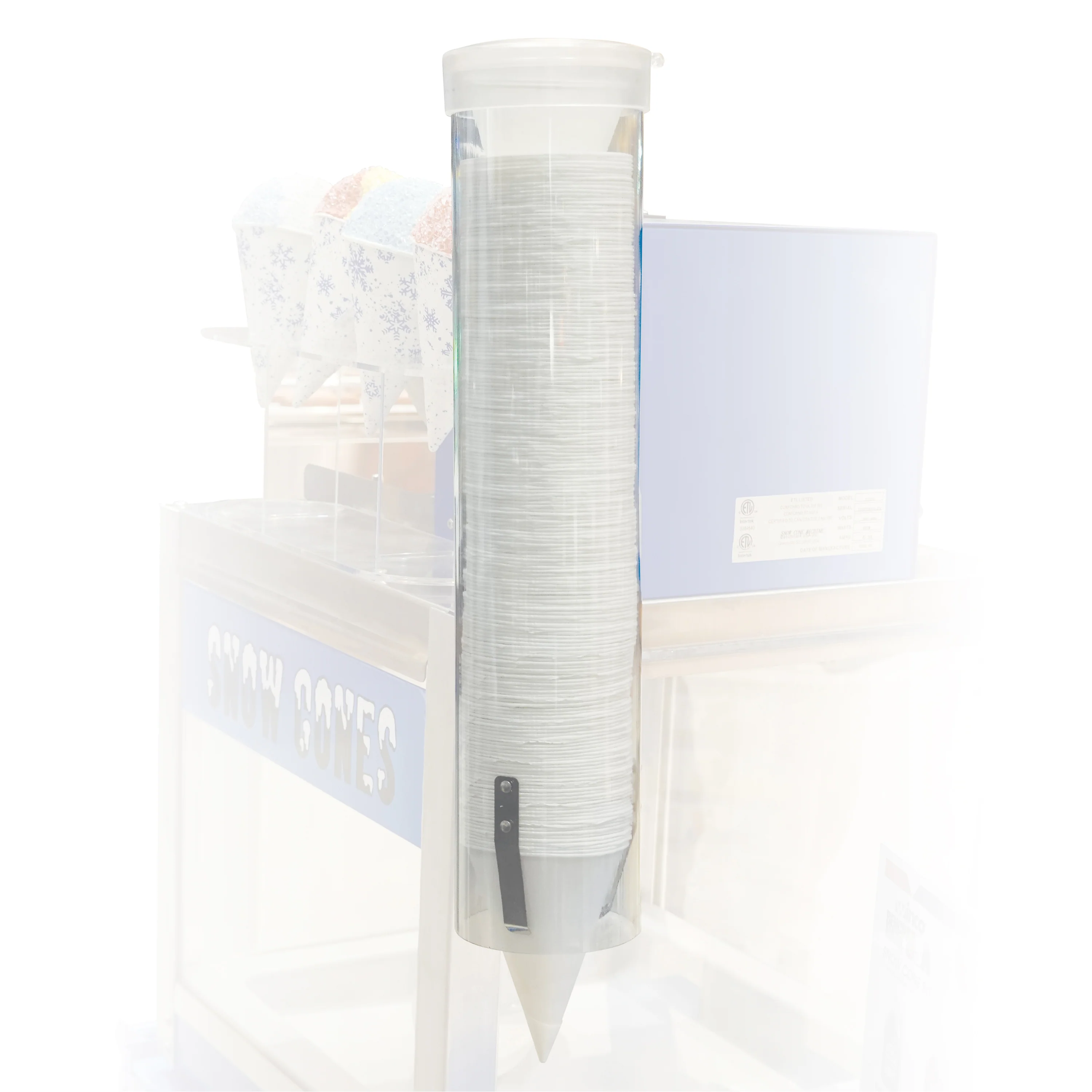 Winco 72701 4 Inch Snow Cone Paper Cup Dispenser Manual Operation Food-safe Co-polymer - Image 2