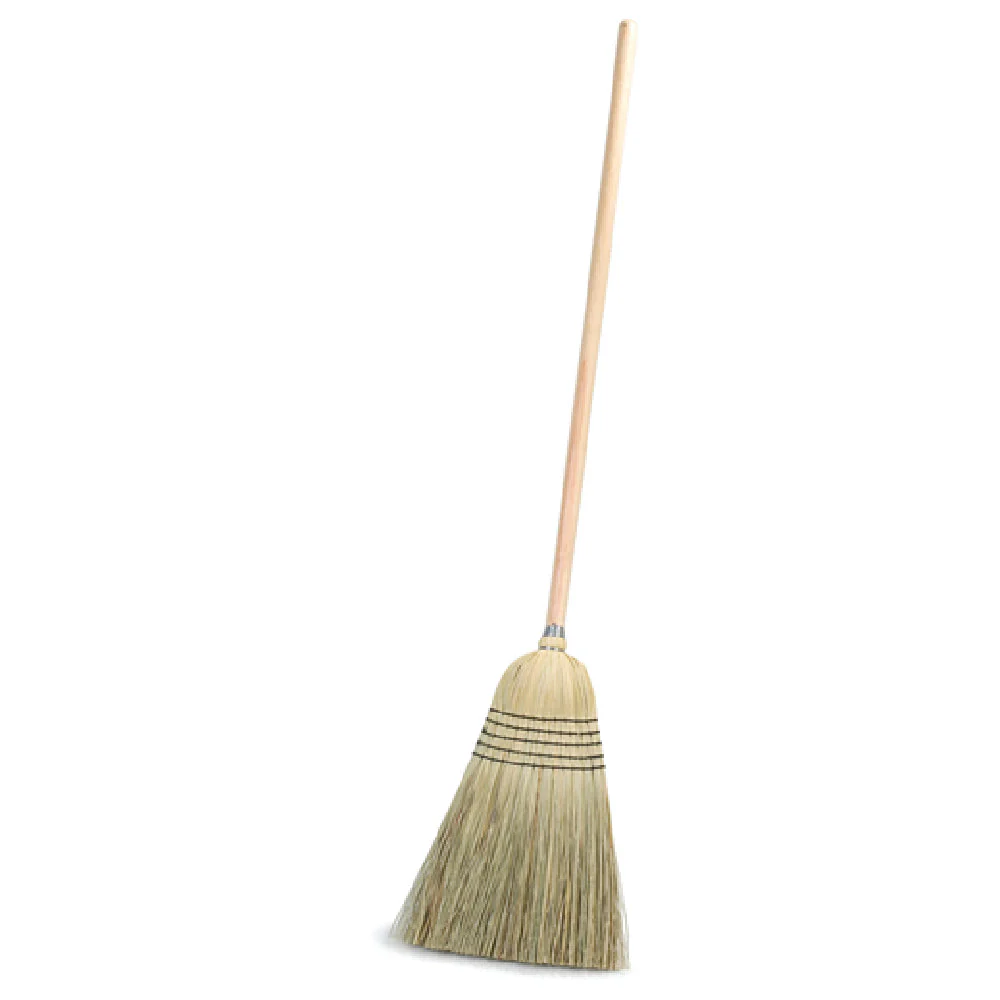 Carlisle 4135067 12 Inch Broom 56 Inch Handle Corn Bristles Lacquered Wood Natural