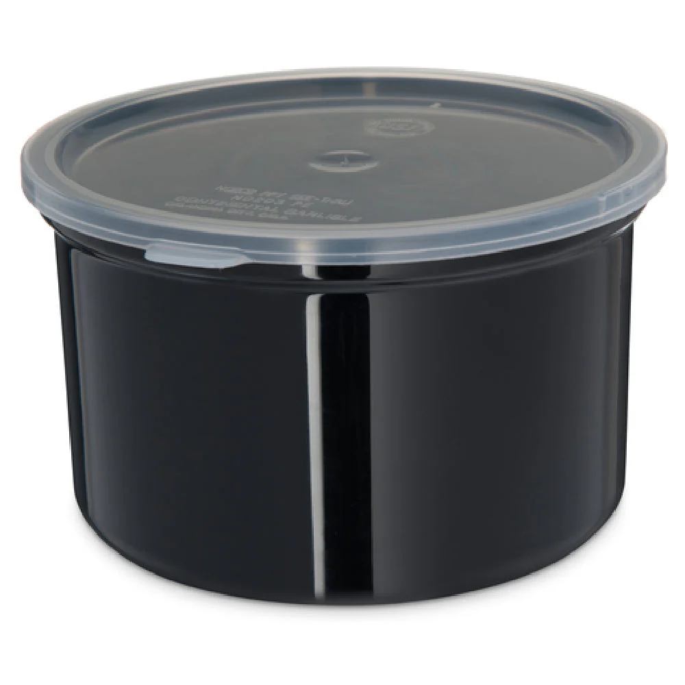 Carlisle 031603 6.56 Inch Black Salad Crock Snap-on Lid SAN Plastic