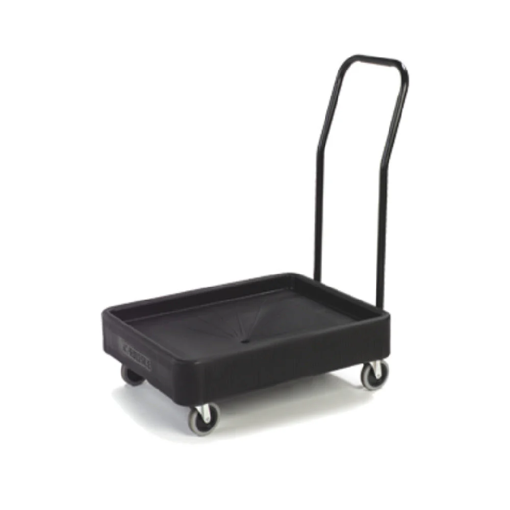 Carlisle XDL3000H03 28 Inch Platform Heavy Duty Food Carrier Dolly with Push Handle Black Polyethylene