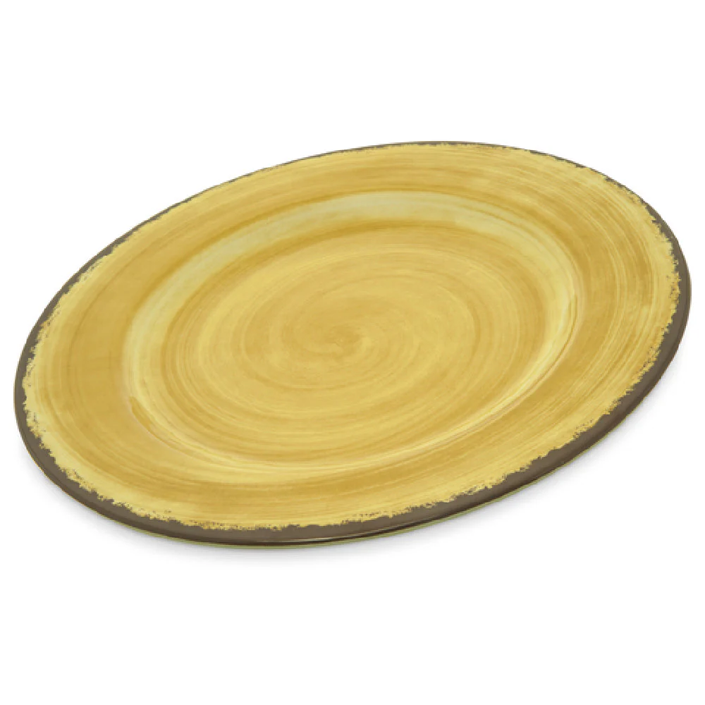 Carlisle 5400113 11 Inch Diameter Swirl Design Melamine Dinner Plate Amber