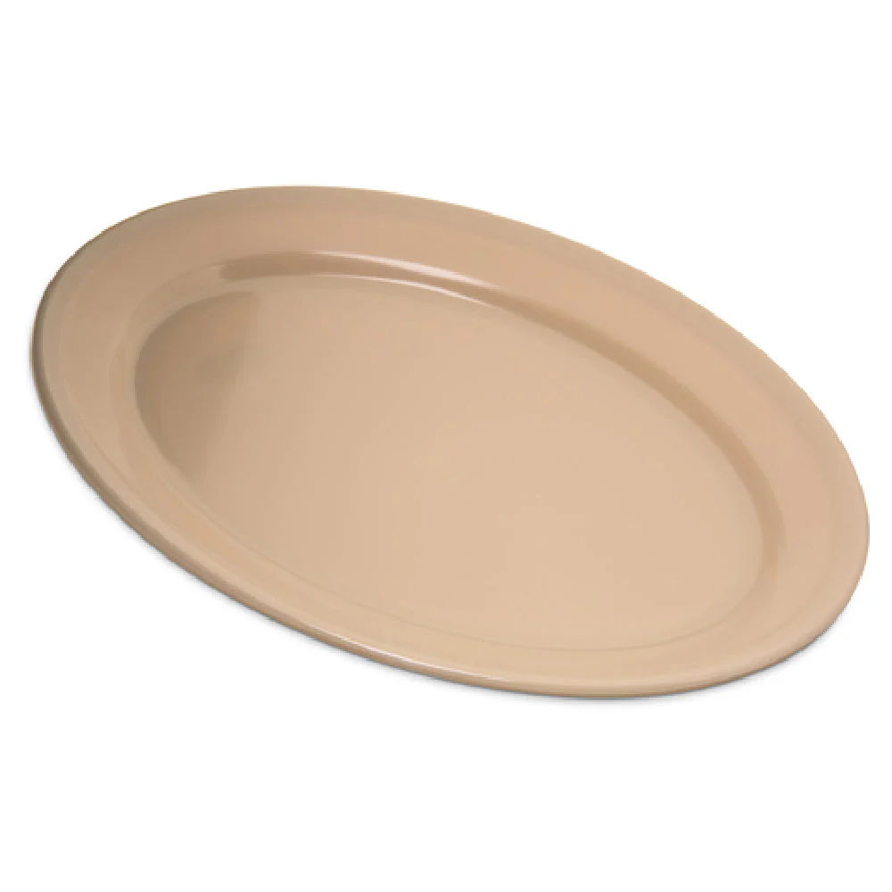 Carlisle 4356025 12 Inch Tan Oval Platter with Reinforced Rim Melamine