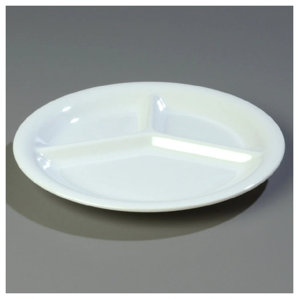 Carlisle 3300002 10-1/2 Inch Plate Melamine White Dishwasher Safe 3 Compartment