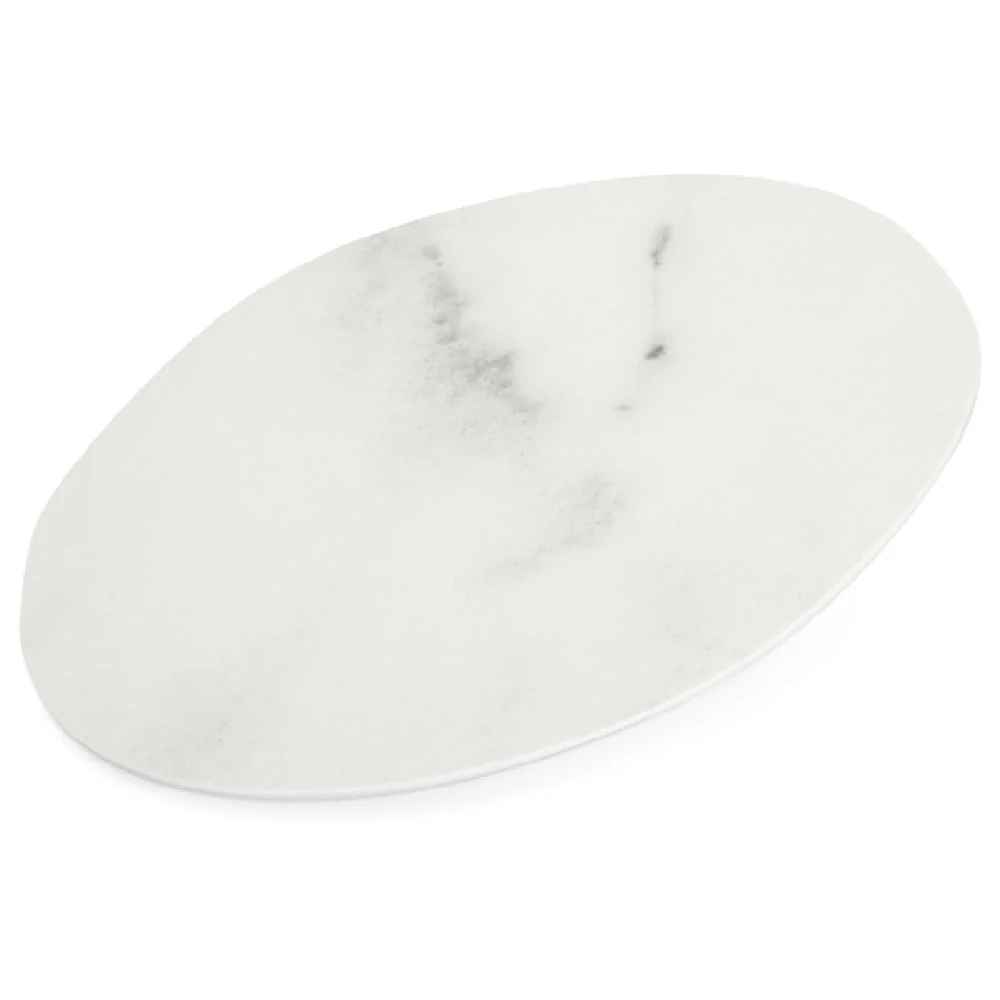 Carlisle 5310437 9 Inch Freeform Plate Rimless Stain Resistant Melamine White Marble Matte Finish