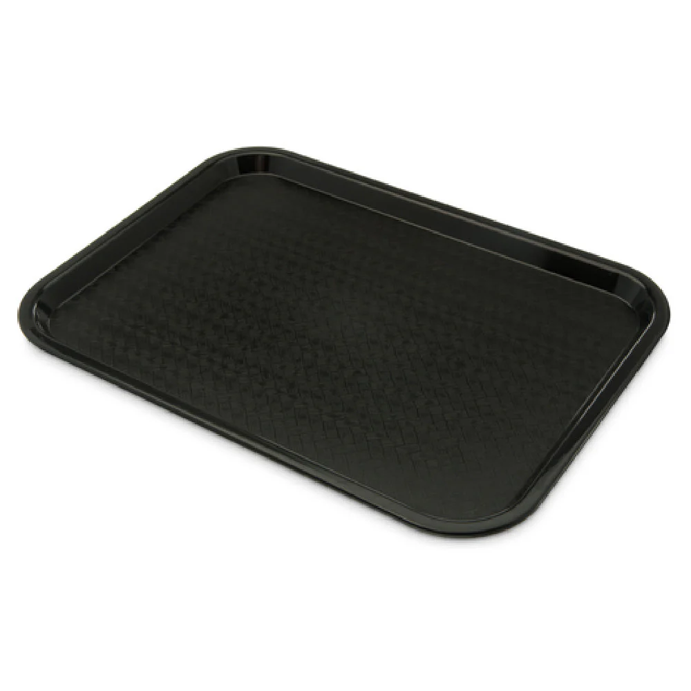 Carlisle CT1216-8103 12 Inch Cafeteria Tray Polypropylene Black with Drying and Stacking Lugs