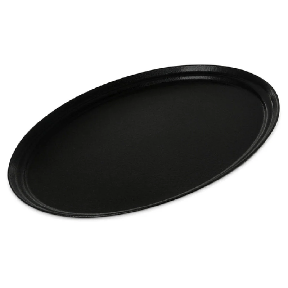 Carlisle 2700GR2004 27 Inch Black Non-Skid Oval Serving Tray Fiberglass with Coated Edges