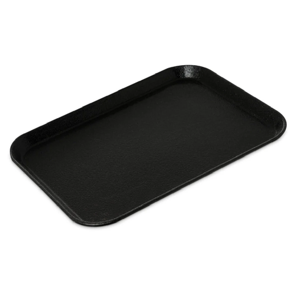 Carlisle 3253GR2004 21 Inch Black Rectangular Non-Skid Serving Tray Fiberglass with Coated Edges