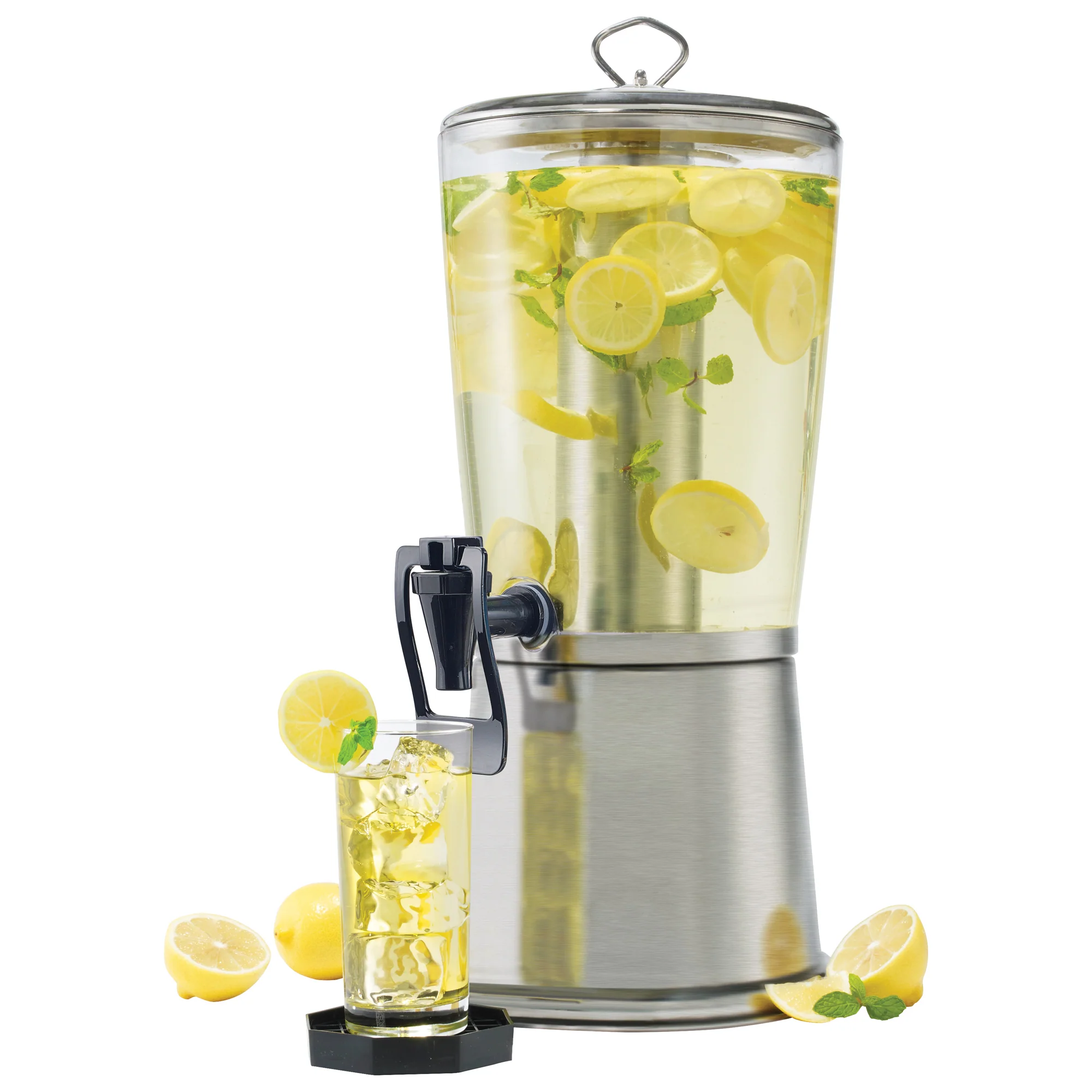 Winco 904 10 Inch Clear Beverage Dispenser Ice Core Non-Insulated - Image 3