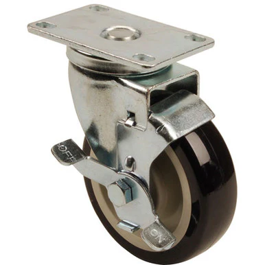 Heavy Duty Swivel Plate Caster w/ 4 in Wheel & Brake