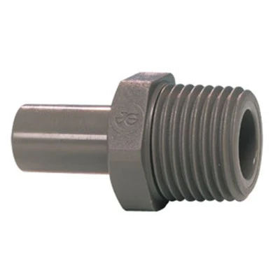 John Guest Gray Acetal Stem Adapter 3/8" Stem OD x 3/8" BSPT