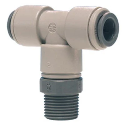 John Guest Gray Acetal Swivel Branch Tee 3/8" Tube OD x 3/8" NPTF Center Leg