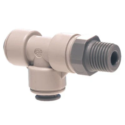 John Guest Gray Acetal Swivel Male Run Tee 3/8" Tube OD x 1/4" NPTF
