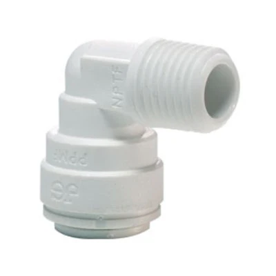 John Guest Polypropylene Fixed Elbow 1/4" Tube OD x 1/4" NPTF