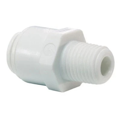 John Guest White Acetal Male Connector 1/4" Tube OD x 1/4" NPT
