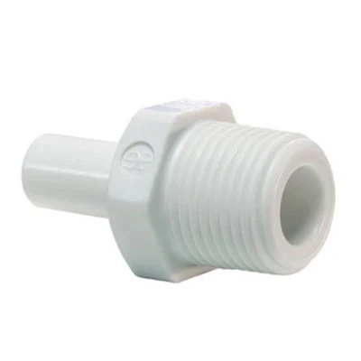 John Guest White Acetal Stem Adapter 3/8" Stem OD x 1/4" NPT