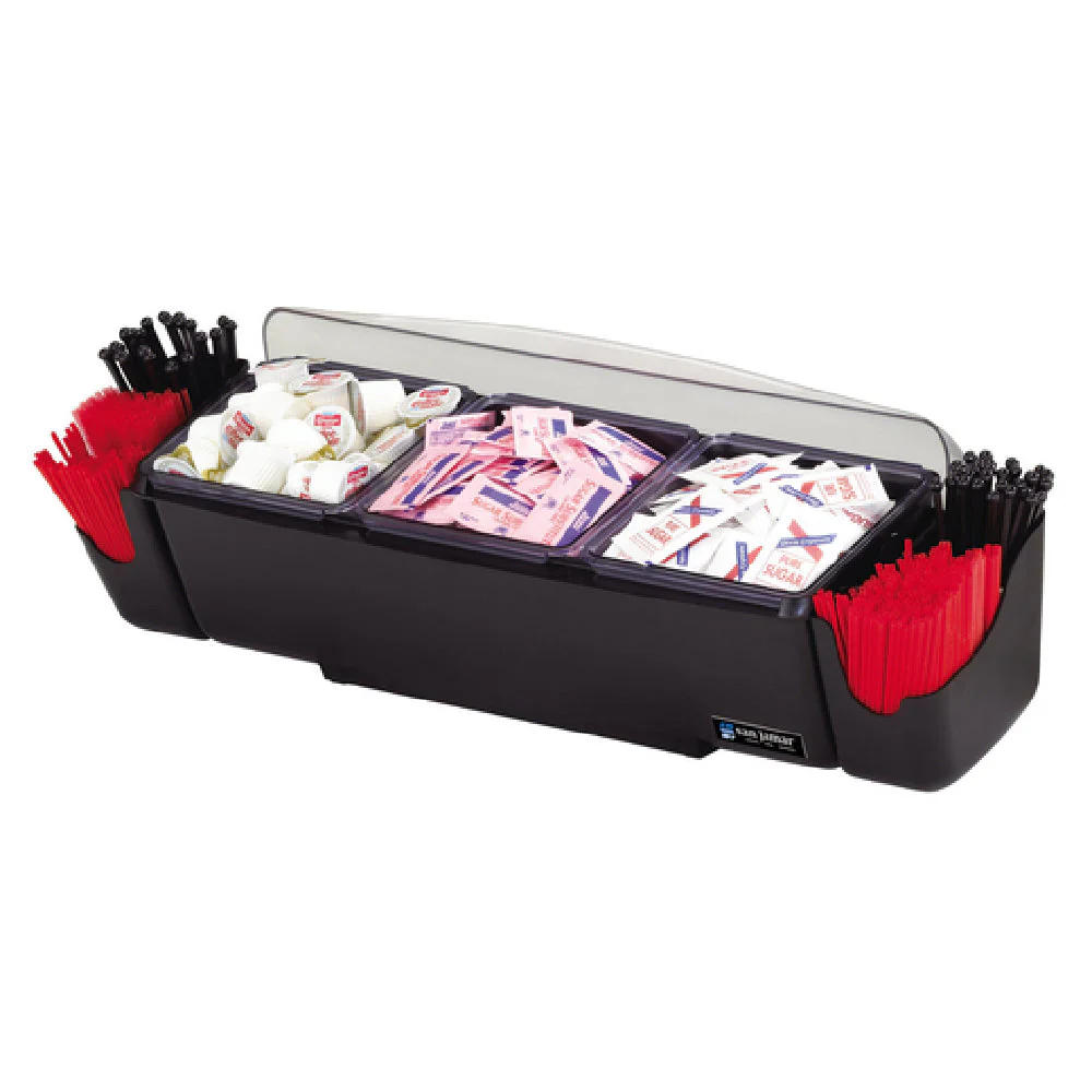 Carlisle BD4003 22 Inch Bar Condiment Holder with Semi-Transparent Dome Black Polycarbonate