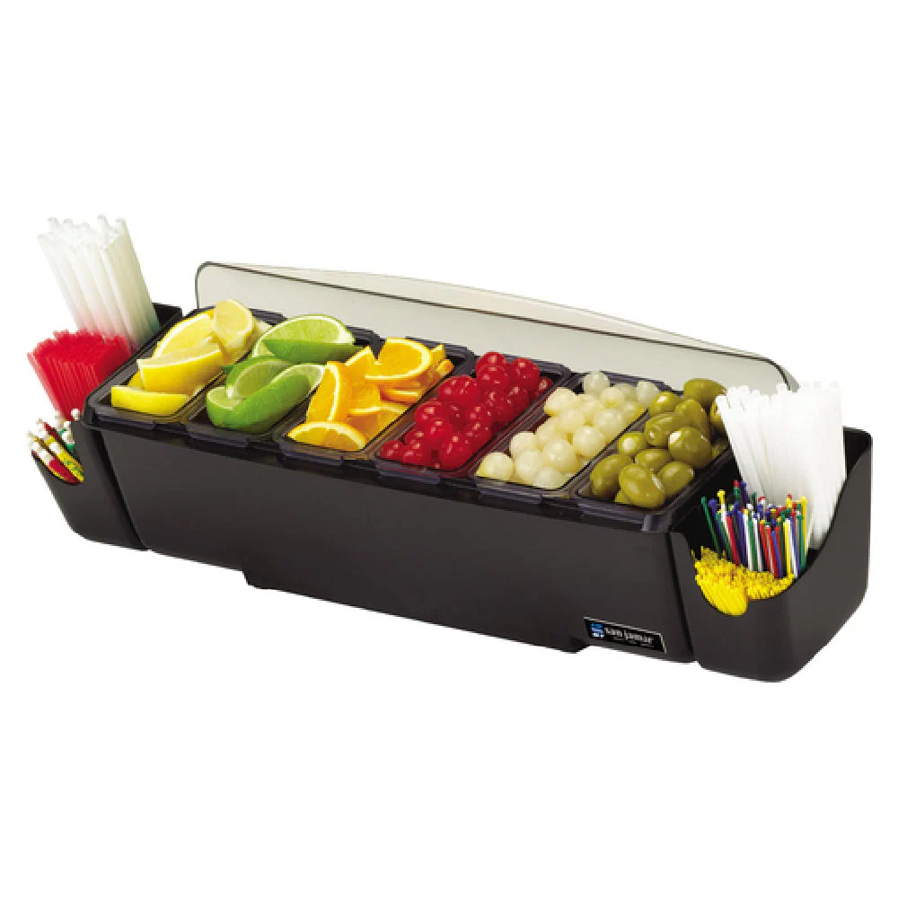 Carlisle BD4006S 22 Inch Black Polycarbonate Garnish Center with Handles