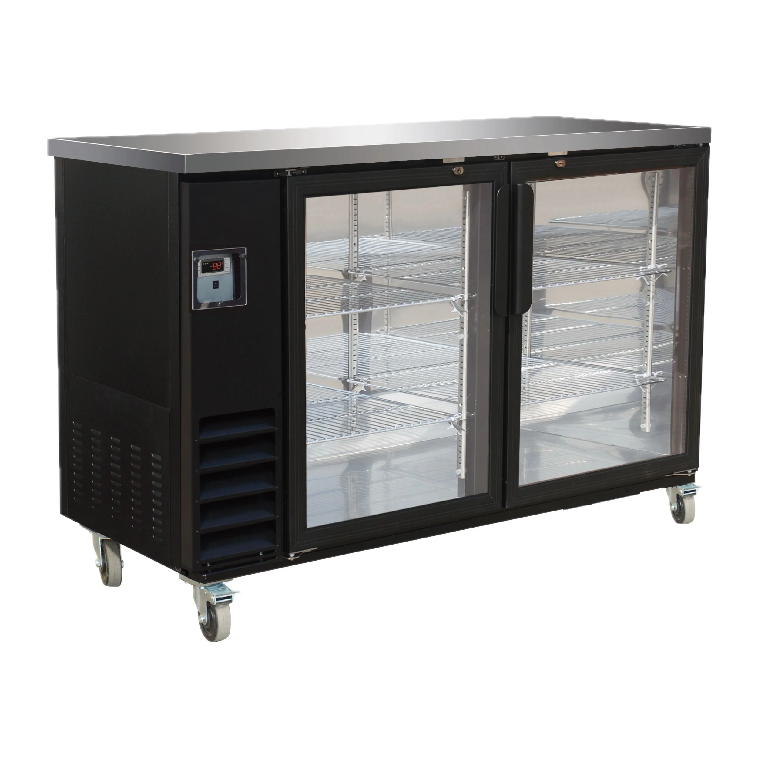 Serv-Ware 61" 2-Door Glass Back Bar Cooler - Commercial Beer Refrigerator