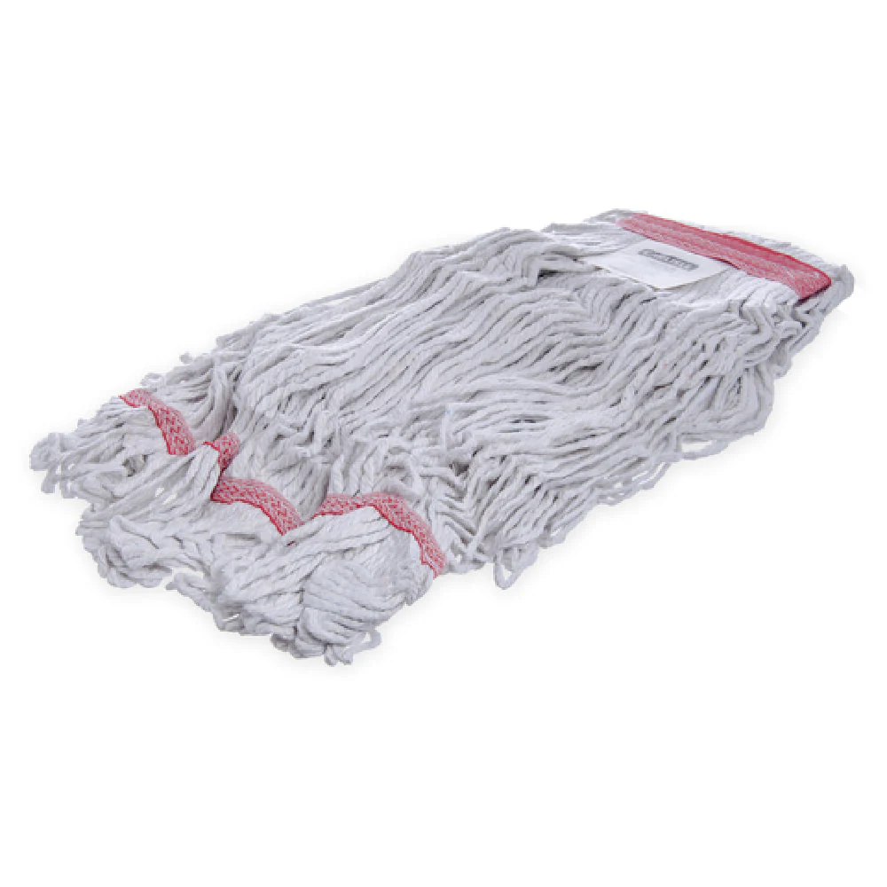 Carlisle 369425B00 Large 4 Ply Looped-End Mop Head with Textured Band White Cotton/Synthetic