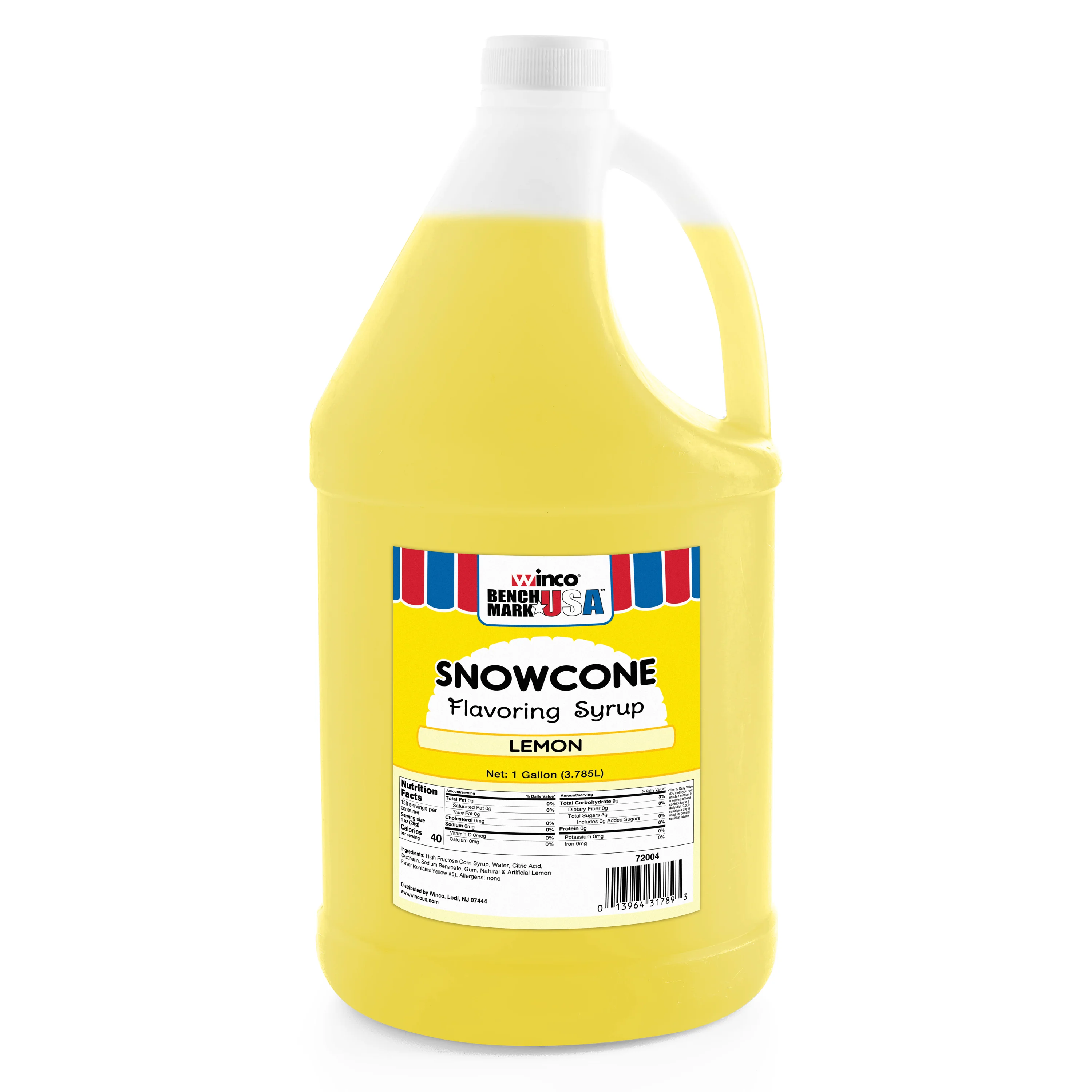 Winco 72004CS 7 Inch Snow Cone Syrup Lemon Flavor 4 Gallon Case - Image 2
