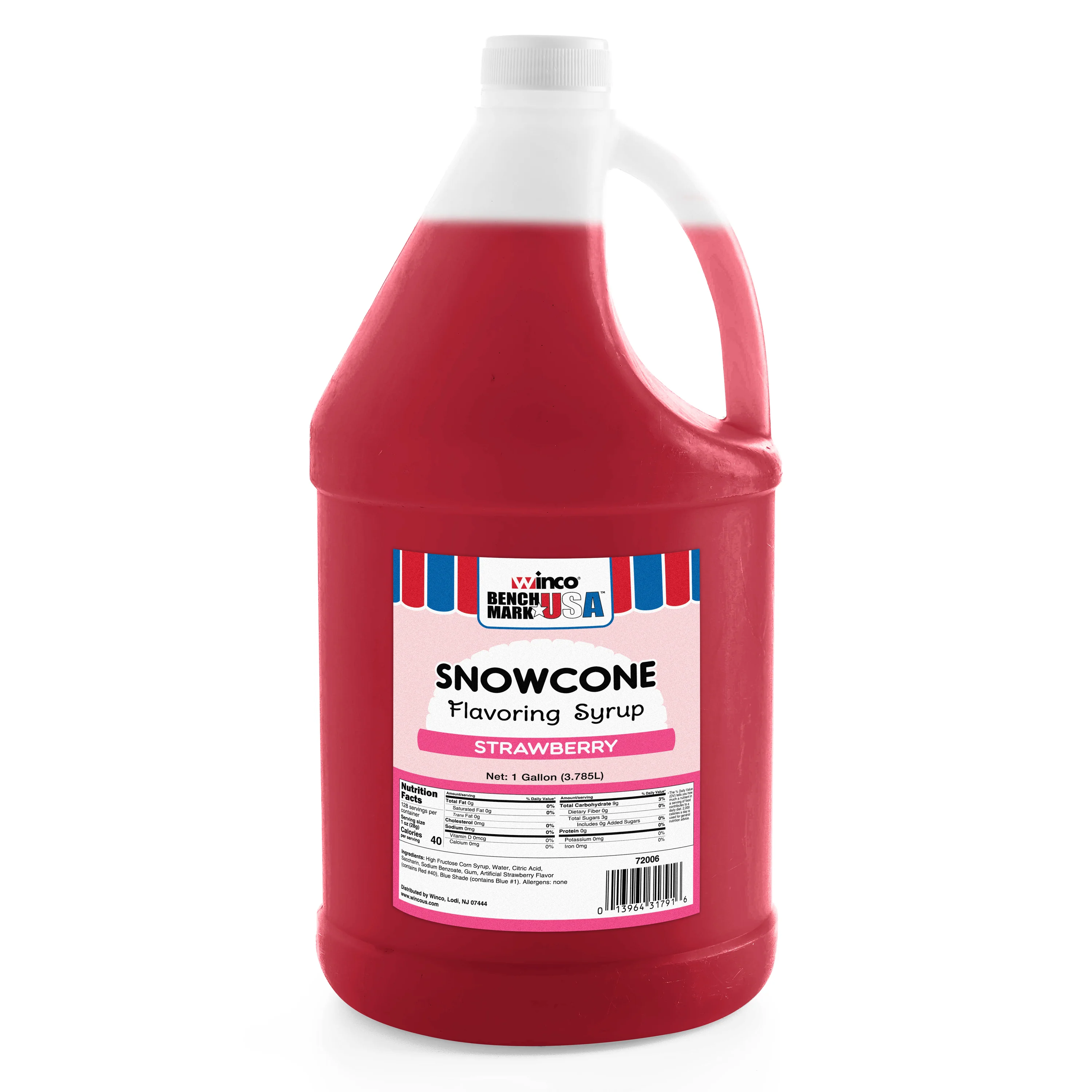 Winco 72006CS 1 Gallon Strawberry Benchmark Snow Cone Syrup 4 Gallons Pack - Image 2