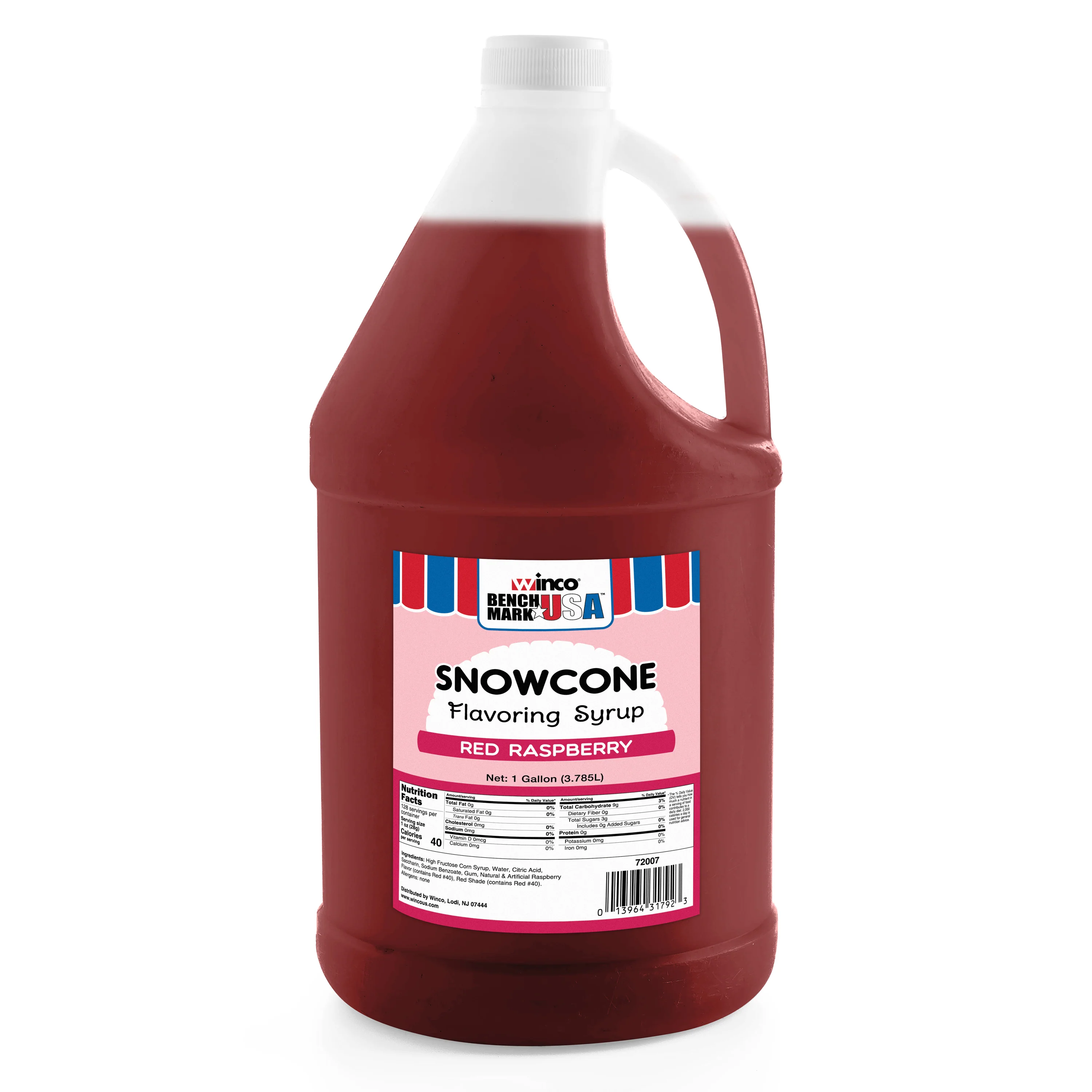Winco 72007CS 1 Gallon Red Raspberry Snow Cone Syrup 4 Gallon Case - Image 2