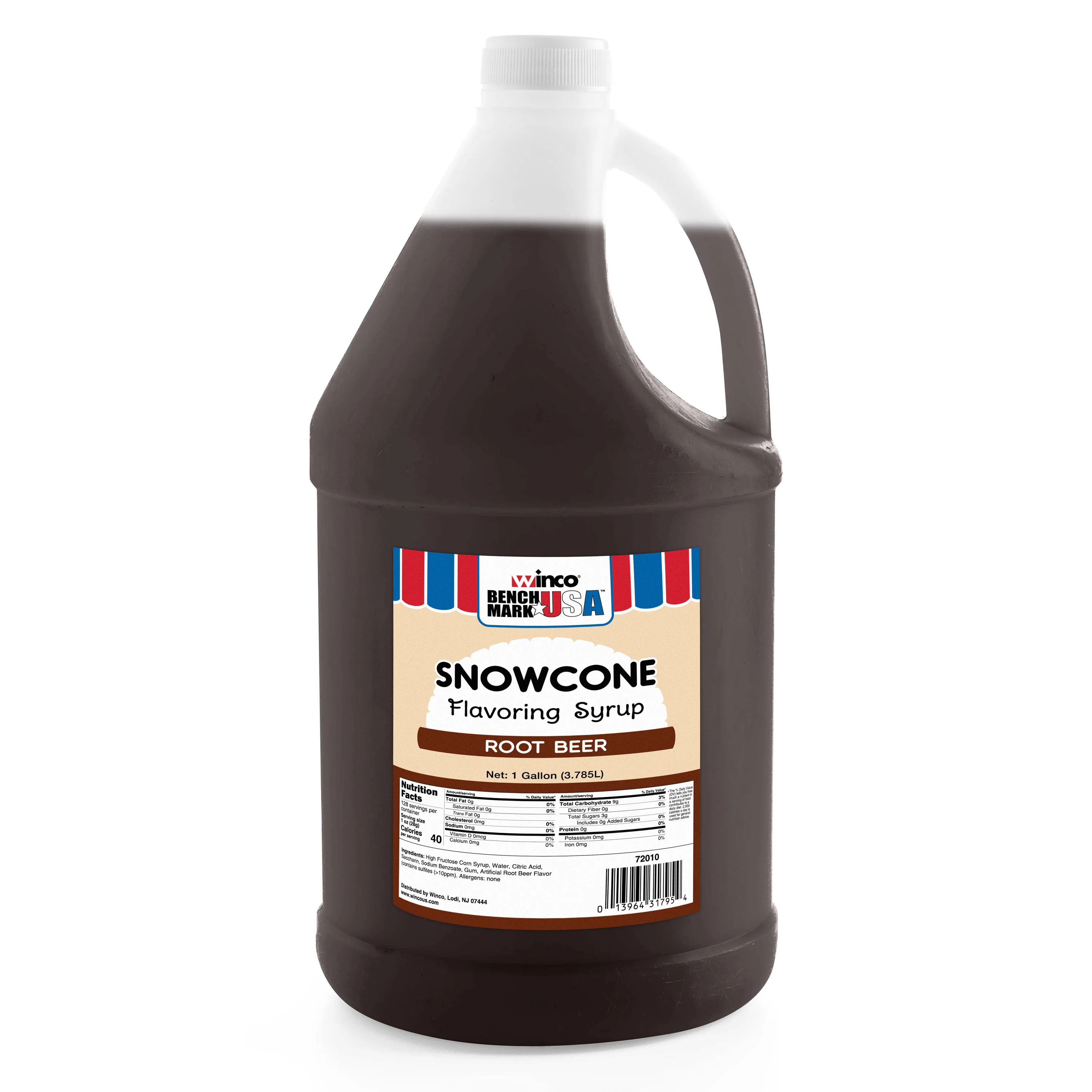 Winco 72010CS 1 Gallon Root Beer Benchmark Snow Cone Syrup 4 Gallons Cases - Image 2