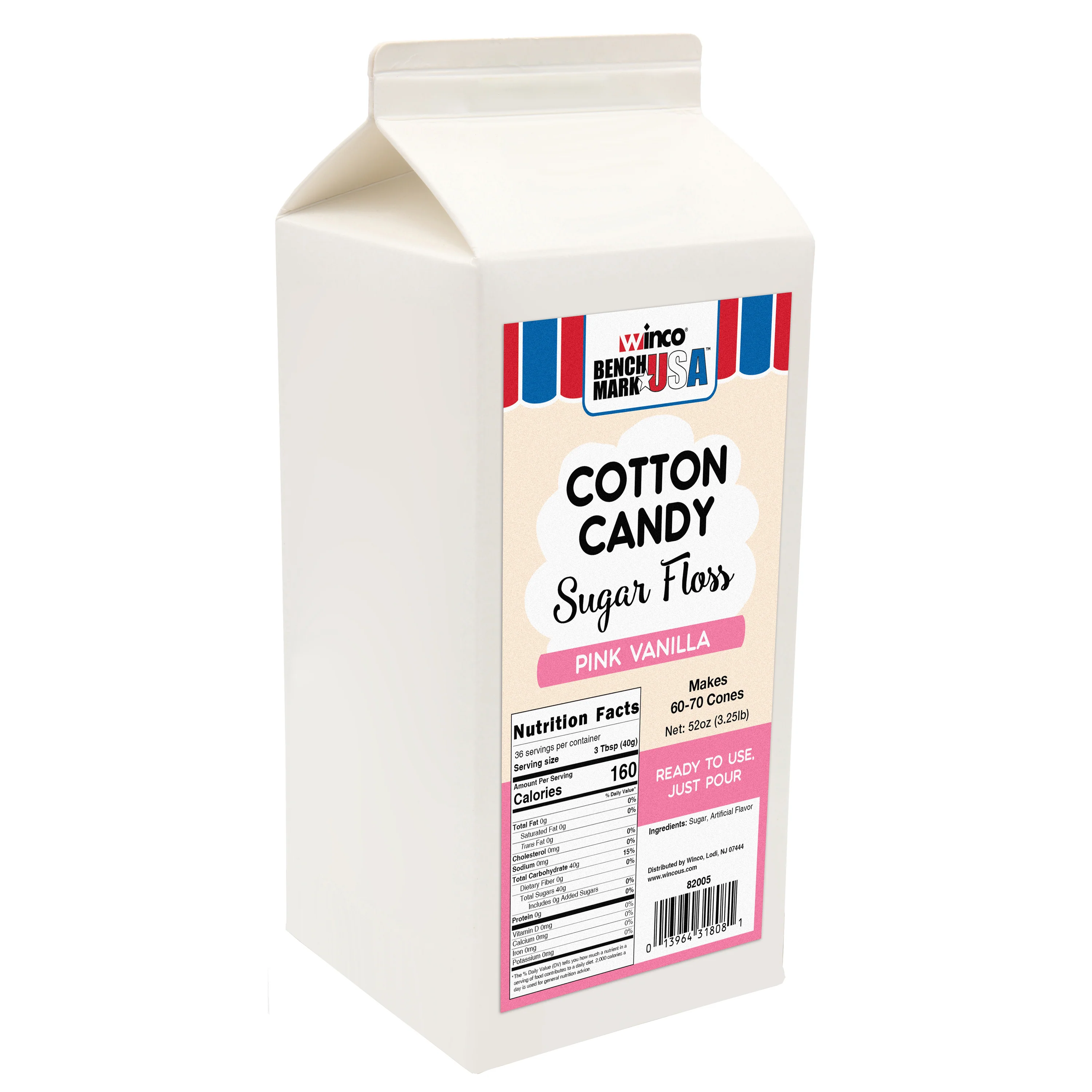 Winco 82005CS 3.25 lb Pink Vanilla Benchmark Sugar Floss 6 Packs - Image 2