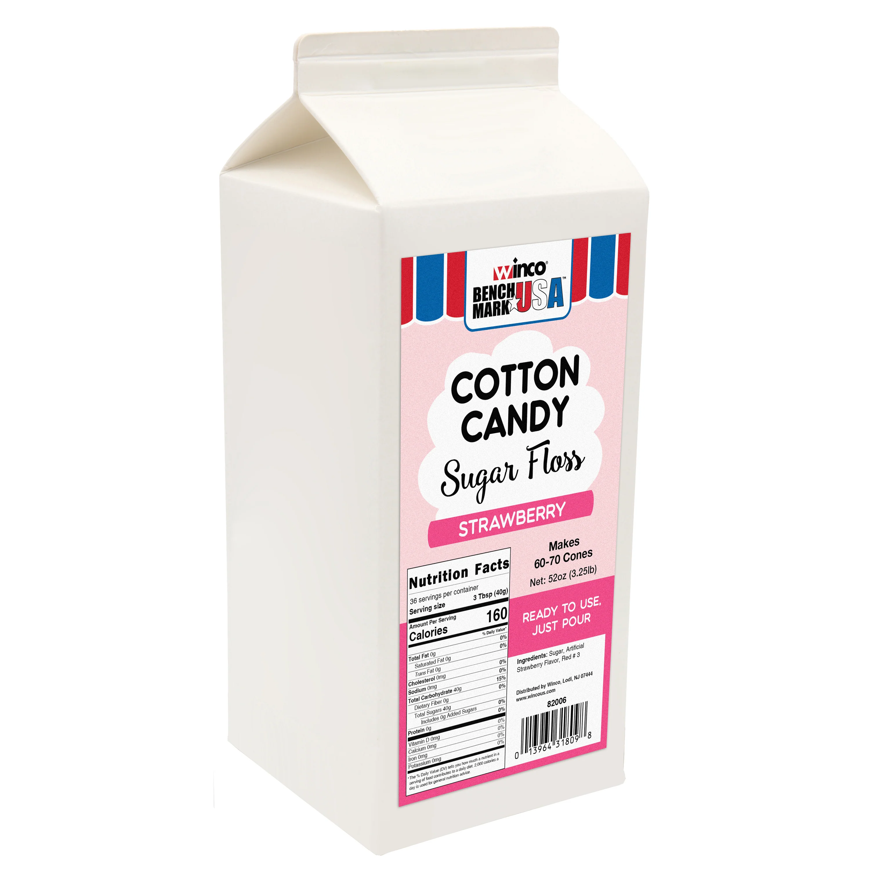 Winco 82006CS 3.25 Lb Strawberry Sugar Floss 6 Packs - Image 2
