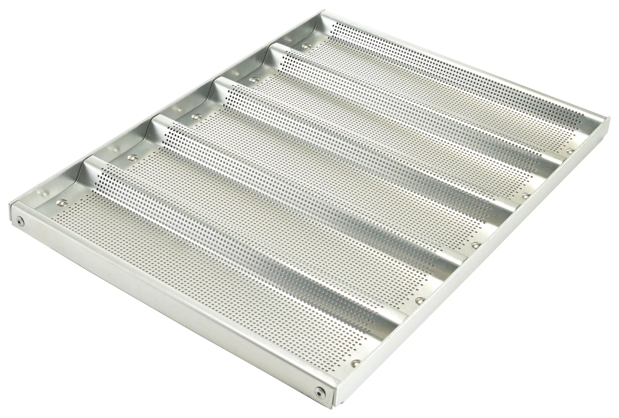 Winco ABPN-5H 13 Inch Sub Sandwich Roll Pan 5 Slot Aluminum with Silicon Glaze - Image 3