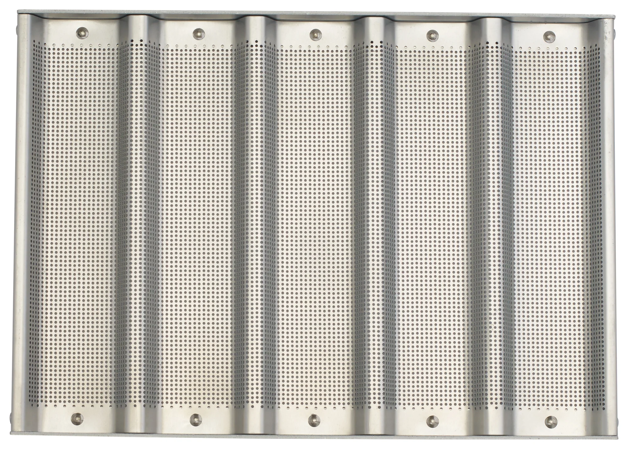 Winco ABPN-5H 13 Inch Sub Sandwich Roll Pan 5 Slot Aluminum with Silicon Glaze - Image 4