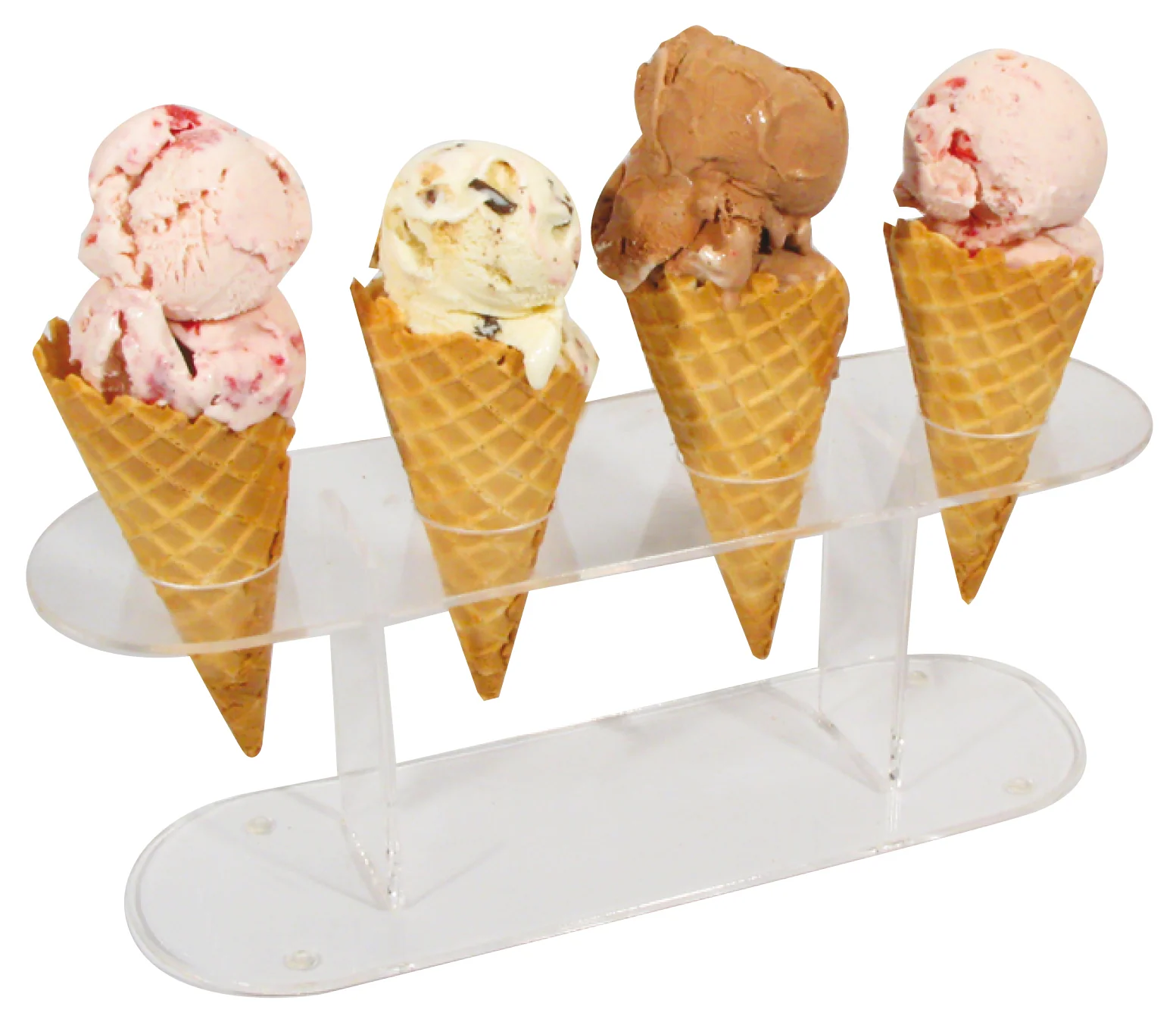Winco ACN-4 12 Inch Ice Cream/Waffle Cone Stand Clear Acrylic with 4 Holes - Image 3