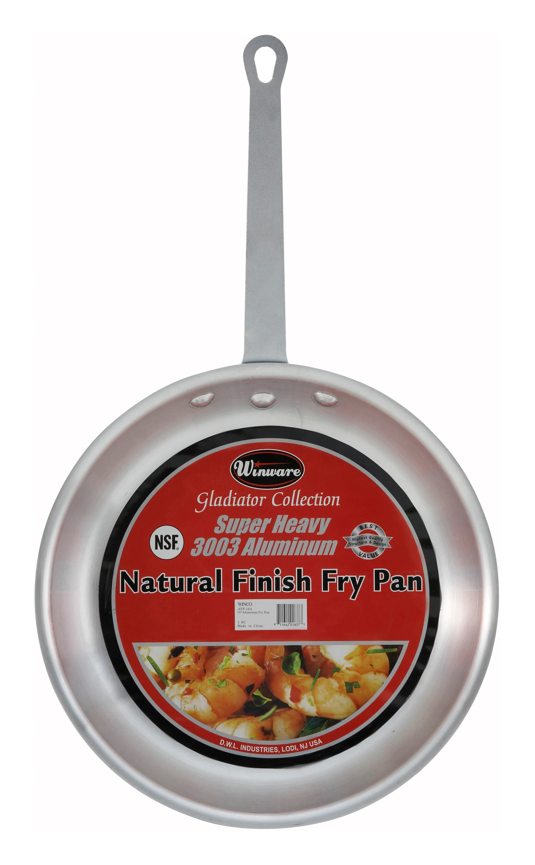 Winco AFP-14A 14 Inch Diameter Fry Pan Riveted Handle 3003 Aluminum Uncoated - Image 3