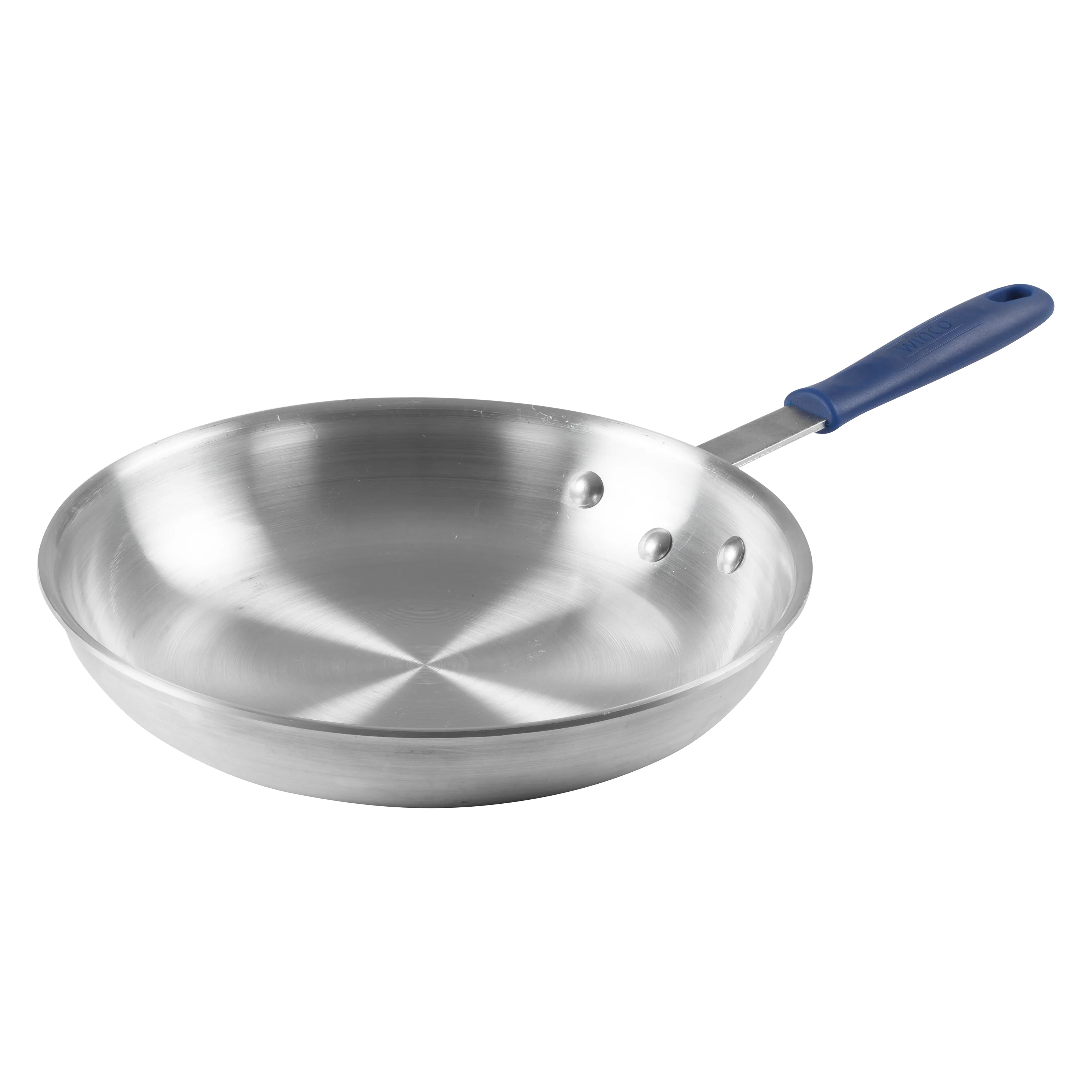 Winco AFP-14A-H 14 Inch Fry Pan Round Without Lid Riveted Handle Aluminum Natural Finish - Image 2