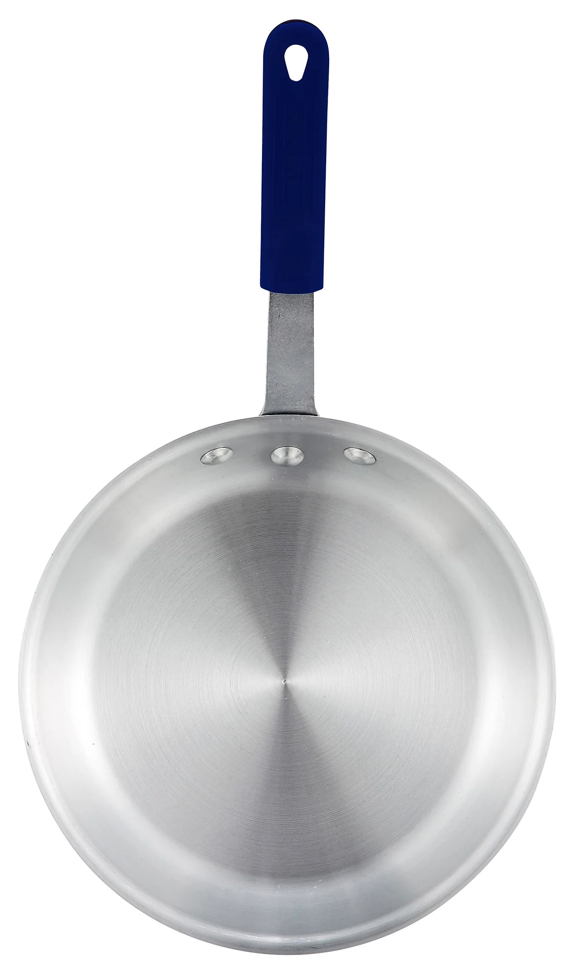 Winco AFP-7A-H Diameter 7 Inch Fry Pan Aluminum Riveted Handle Blue Silicone Sleeve - Image 4