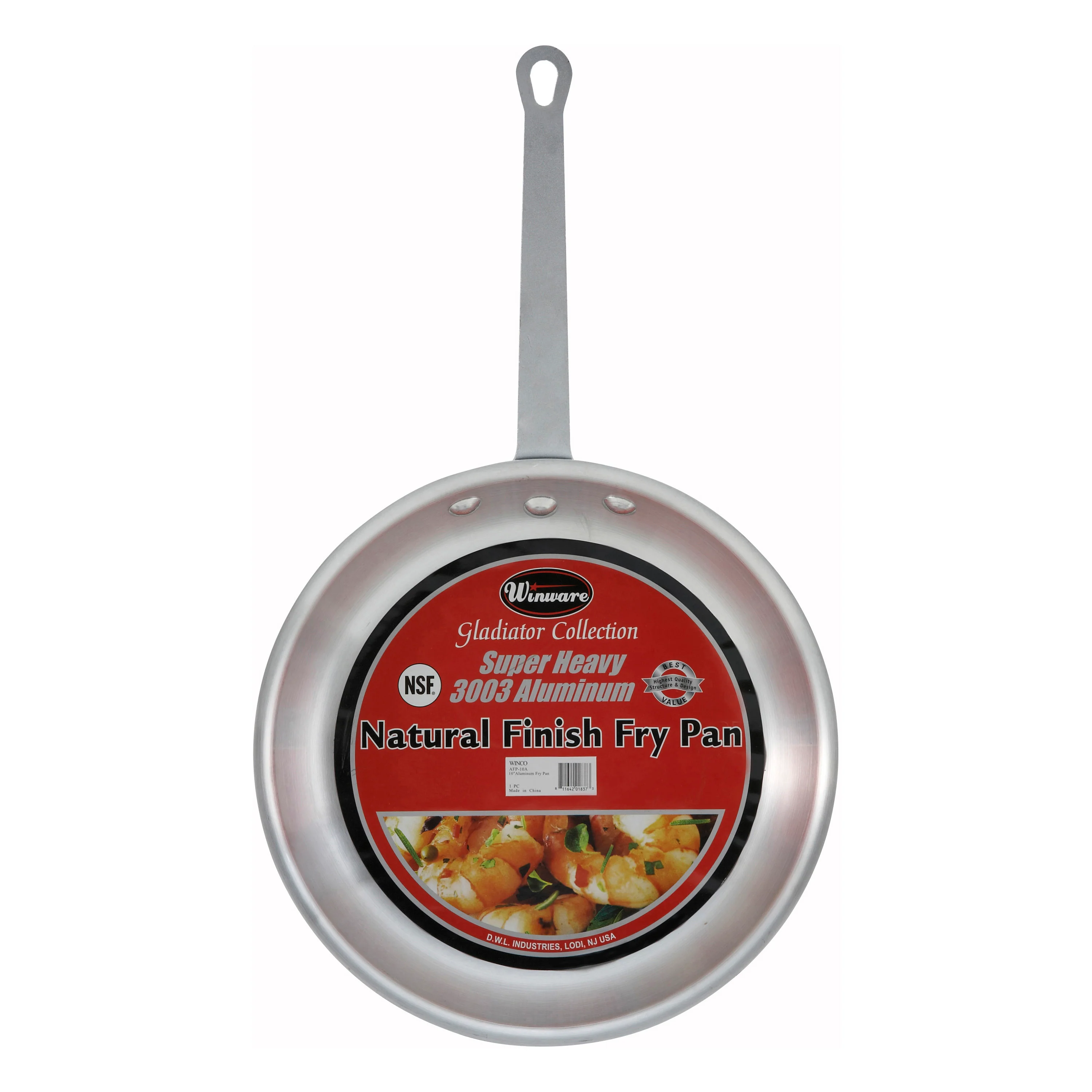 Winco AFP-8A 8 Inch Fry Pan Round Riveted Handle Aluminum Natural Finish - Image 2