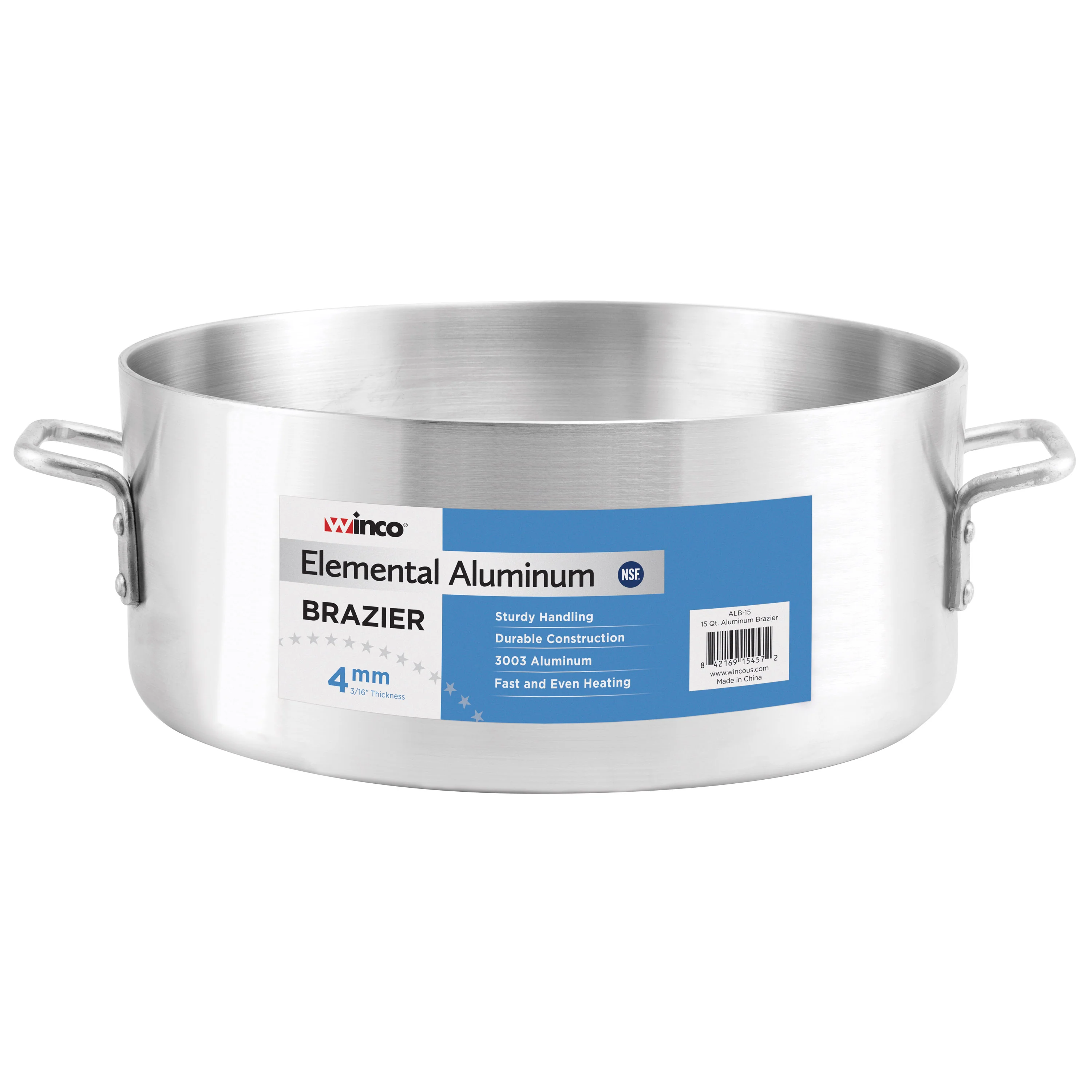 Winco ALB-28 28 Quart Brazier Pan 20-1/4 Inch 3003 Aluminum NSF - Image 2
