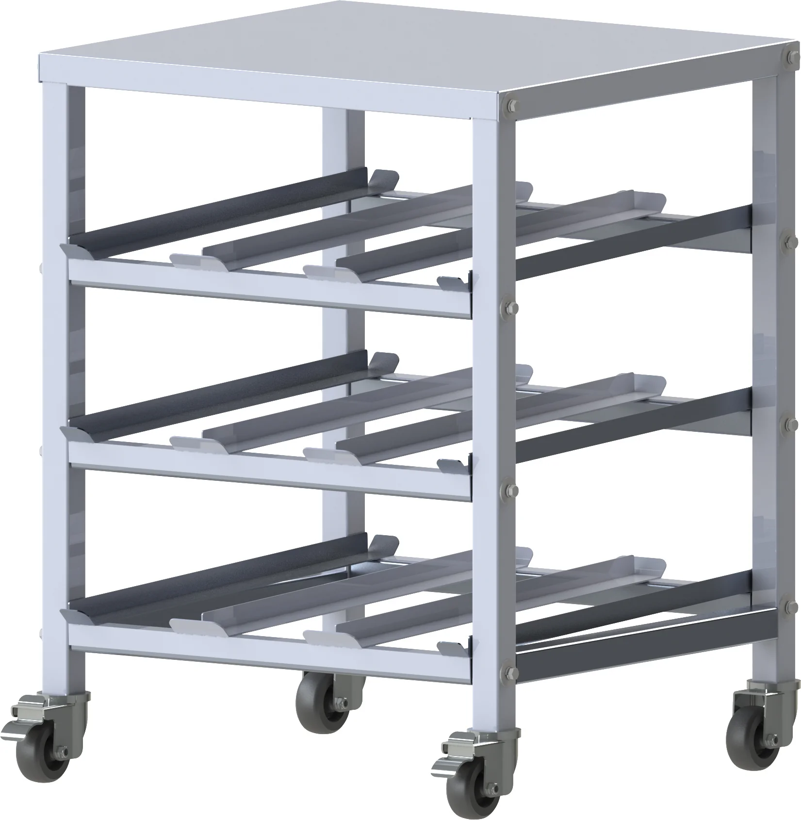 Winco ALCR-3M 26 Inch Mobile Can Storage Rack Aluminum 3-Tier With Heavy Duty Casters - Image 2