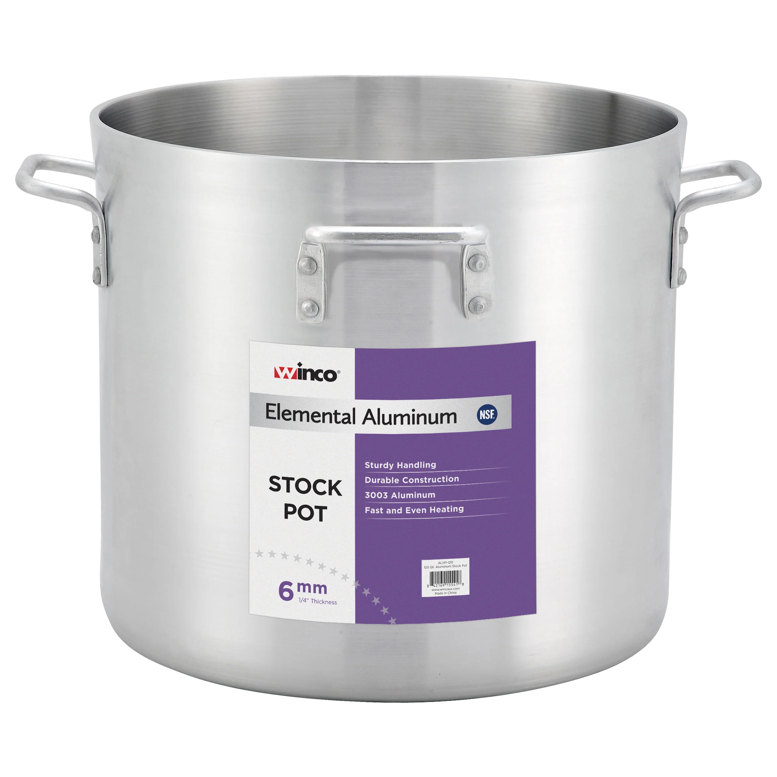 Winco ALHP-160 160 Quart Elemental Stock Pot with 4 Handles Aluminum - Image 2