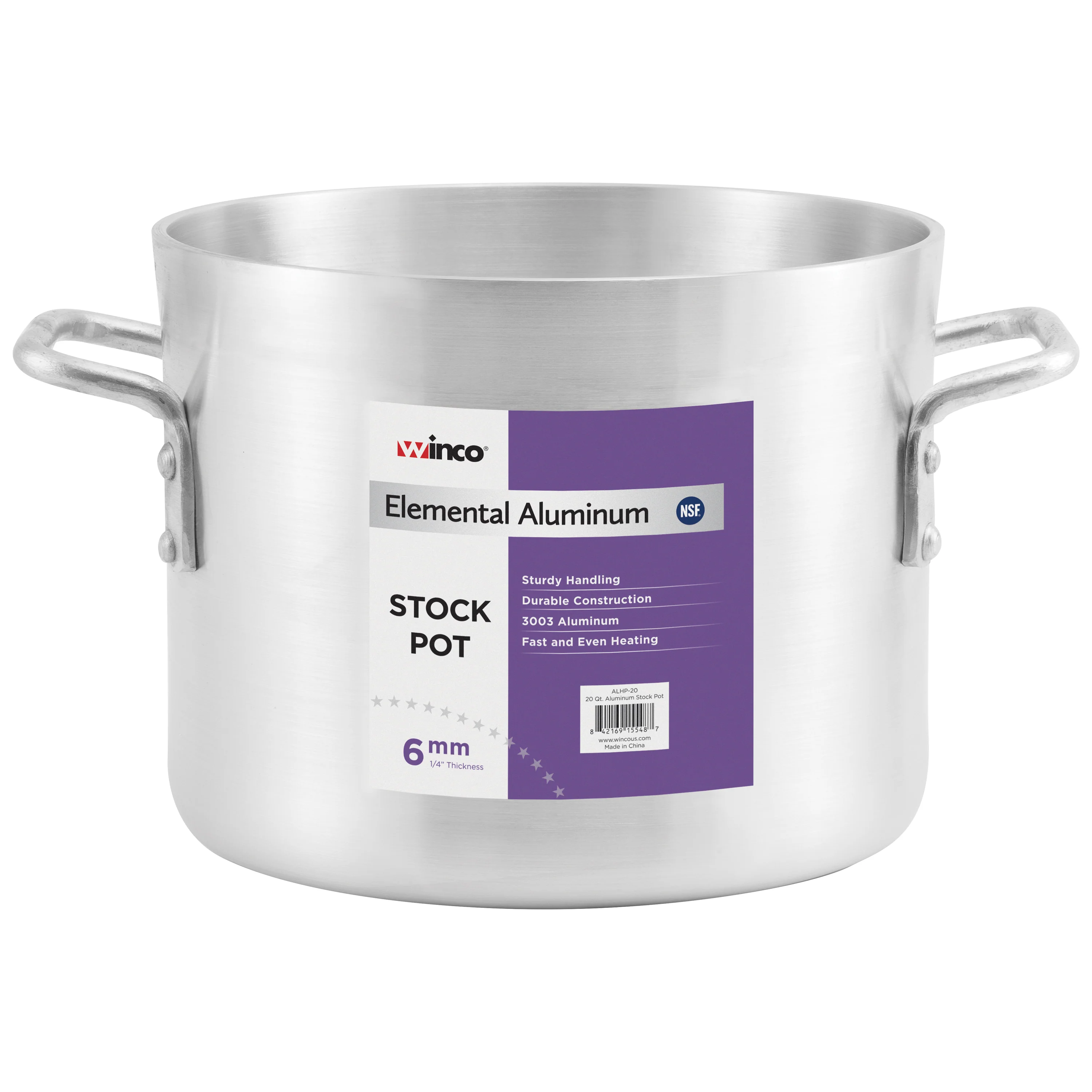 Winco ALHP-20 20 Qt Aluminum Stock Pot NSF Certified with Excellent Heat Conduction - Image 2