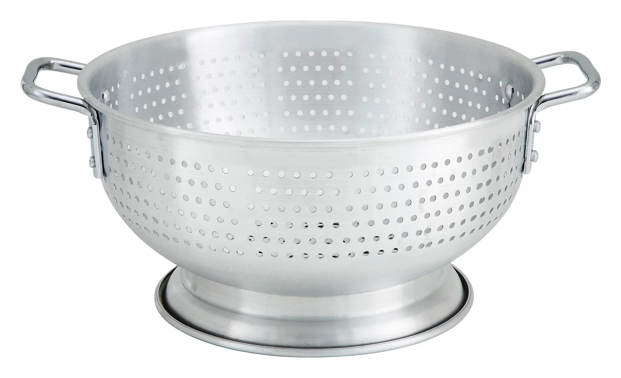 Winco ALO-8BH 8 Quarts Aluminum Colander with Base and Handles - Image 2