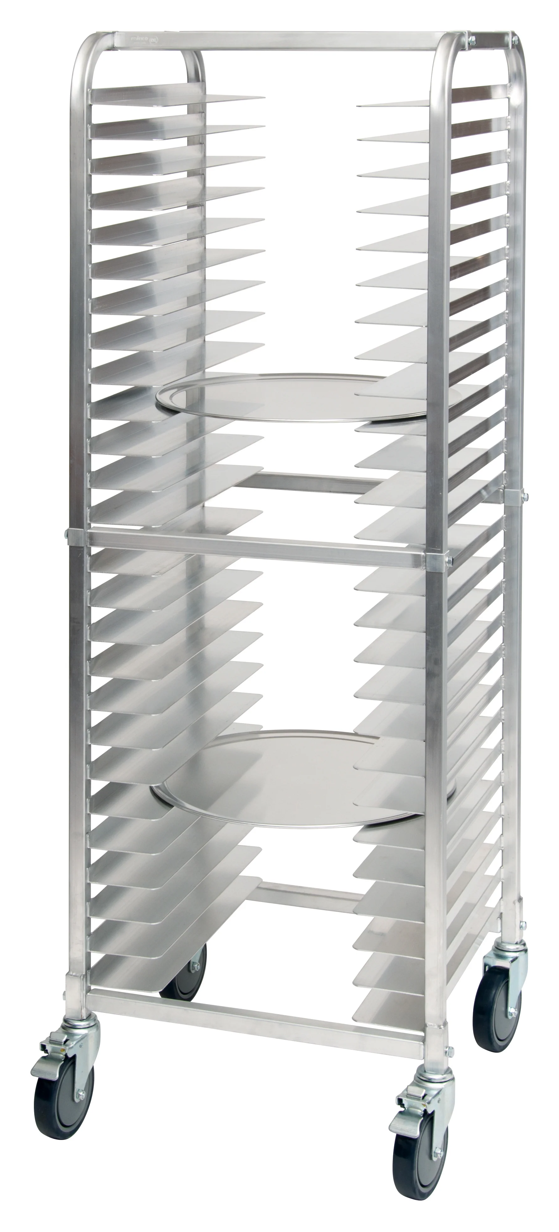 Winco ALPR-26BK 23 Inch 26 Tier Pizza Rack Aluminum with Casters - Image 2